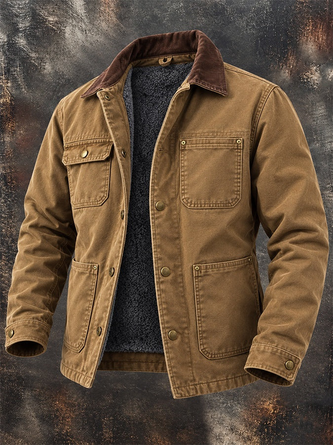 Ulysses | Men's Sherpa Lined Chore Jacket with Corduroy Collar