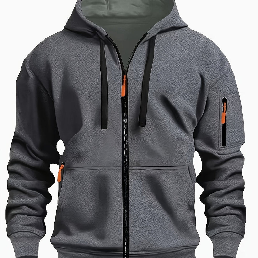 Ulysses | Men's Zip Up Hoodie Sweatshirt with Sleeve Pocket