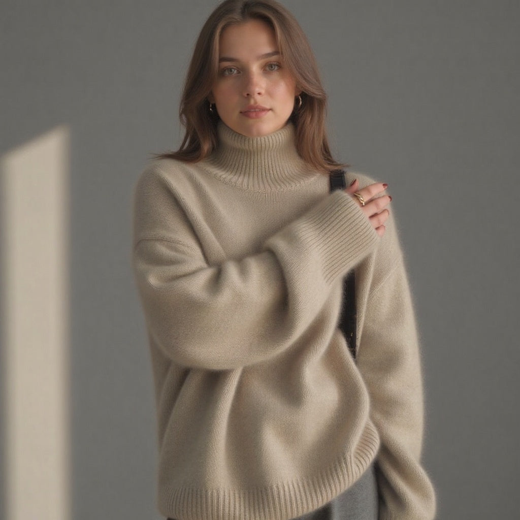 Vera | Kasjmier Trui Dames Oversized Col Roulé