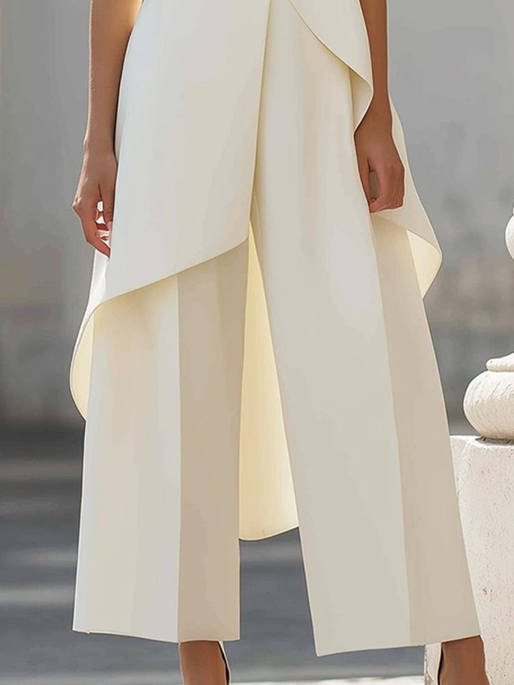 Vera | Mantelpak Dames Mouwloos Hoge Hals Asymmetrisch Palazzo