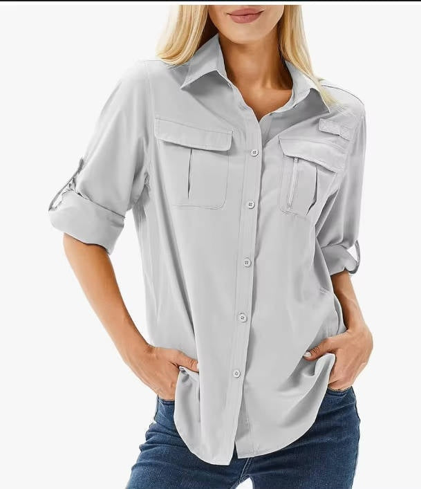 Vera | Overshirt Dames Lange Mouwen Borstzakken