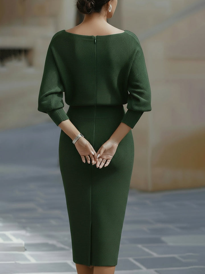 Verity | Women's Knit Midi Sweater Dress with Cowl Neck