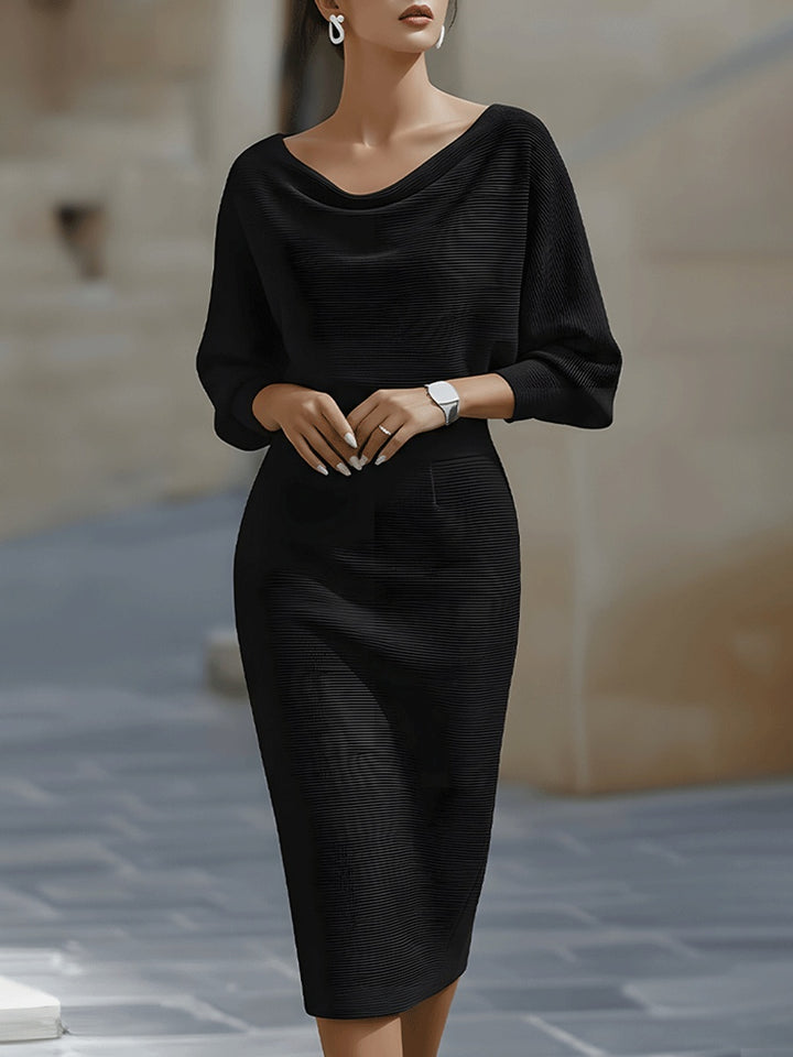 Verity | Women's Knit Midi Sweater Dress with Cowl Neck