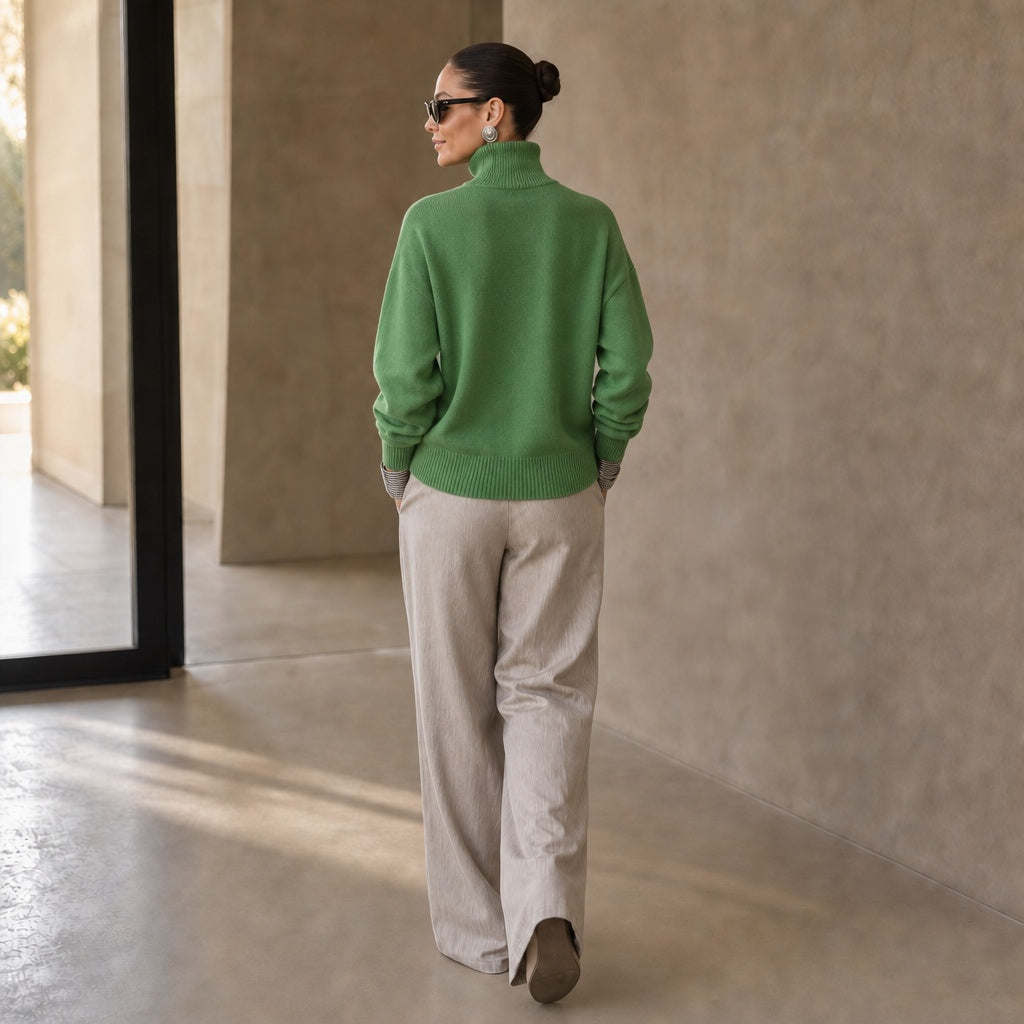 Vivienne | Women's Turtleneck Sweater with Asymmetric Buttons