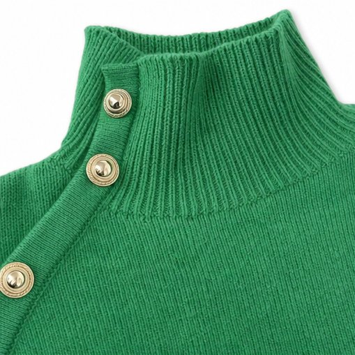 Vivienne | Women's Turtleneck Sweater with Asymmetric Buttons