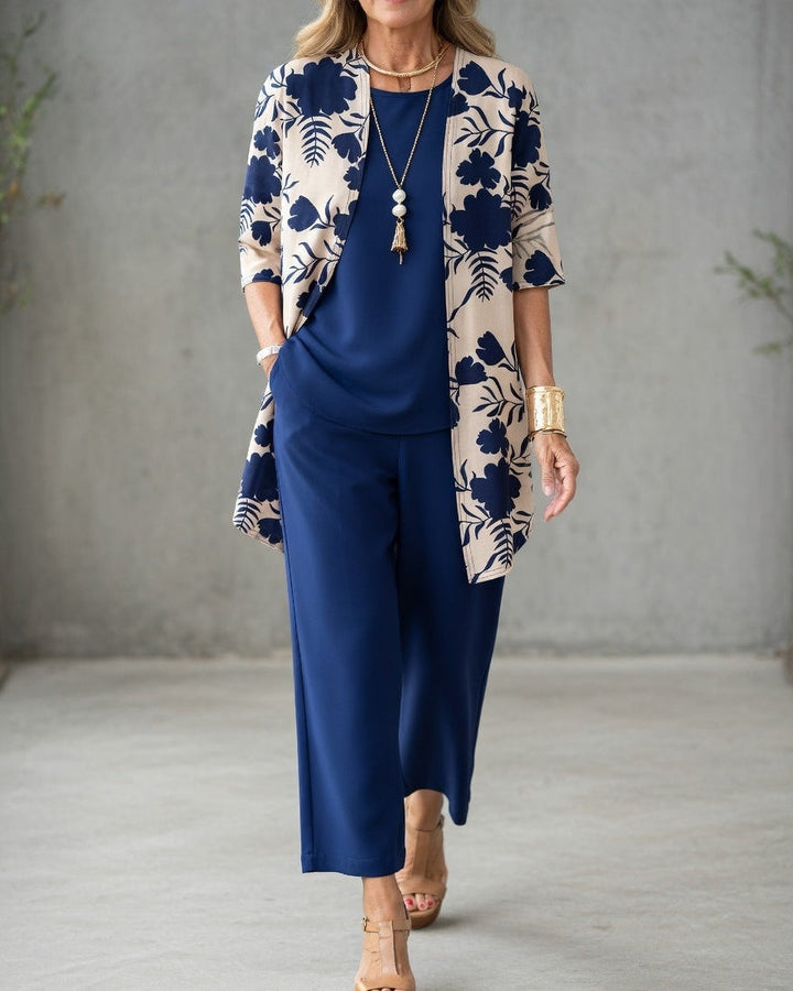 Wendy | Kimono Dames Set 3-Delig Bloemenprint Wijde Broek