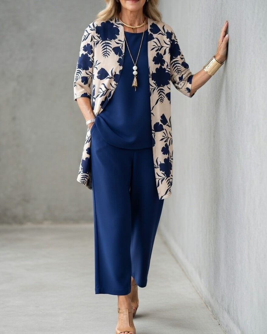 Wendy | Kimono Dames Set 3-Delig Bloemenprint Wijde Broek