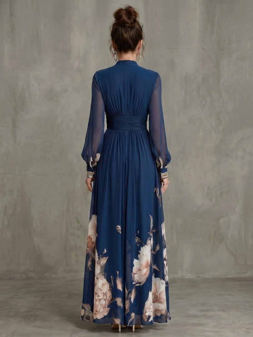 Wendy | Maxi Jurk met Lange Mouwen Avondjurk Dames Bloemenprint