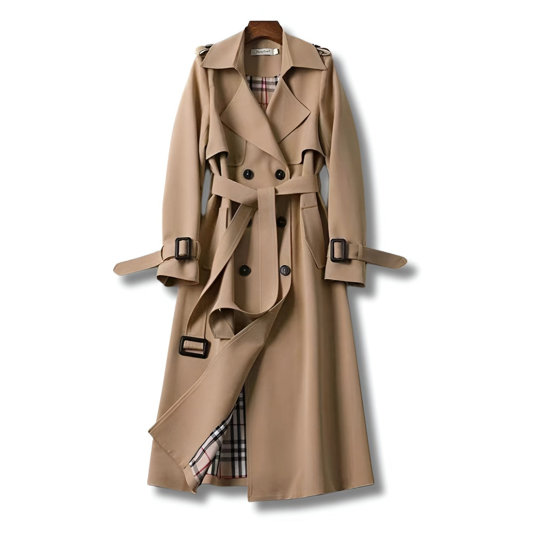 Wilhelmina | Women's Double-Breasted Long Trench Coat with Belt
