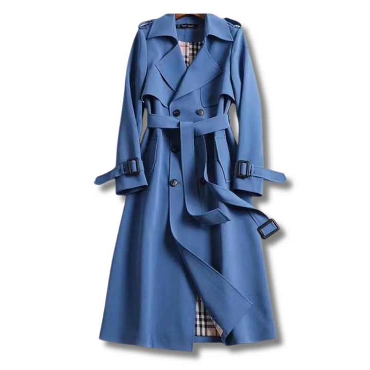 Wilhelmina | Women's Double-Breasted Long Trench Coat with Belt