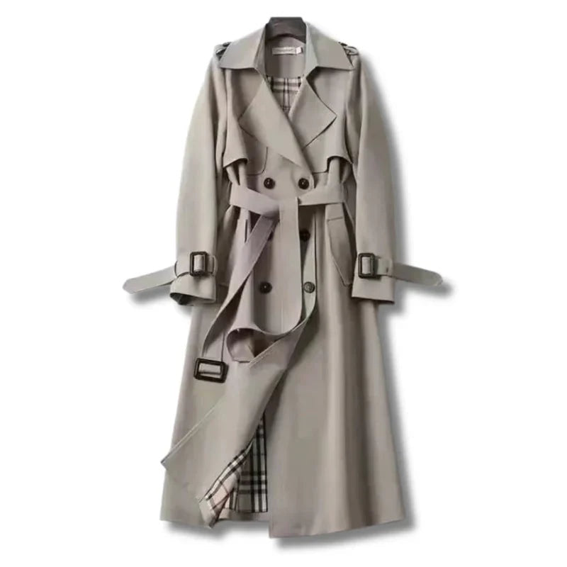 Wilhelmina | Women's Double-Breasted Long Trench Coat with Belt