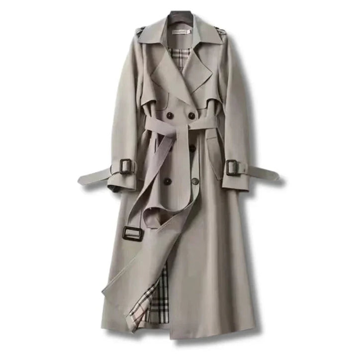 Wilhelmina | Women's Double-Breasted Long Trench Coat with Belt