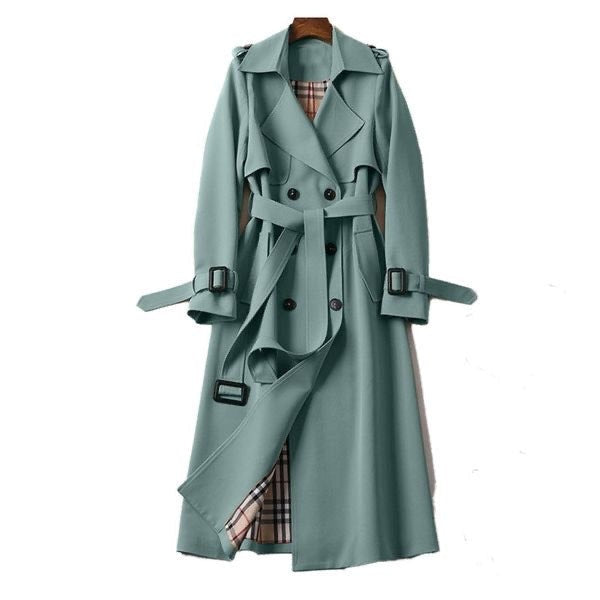 Wilhelmina | Women's Double-Breasted Long Trench Coat with Belt