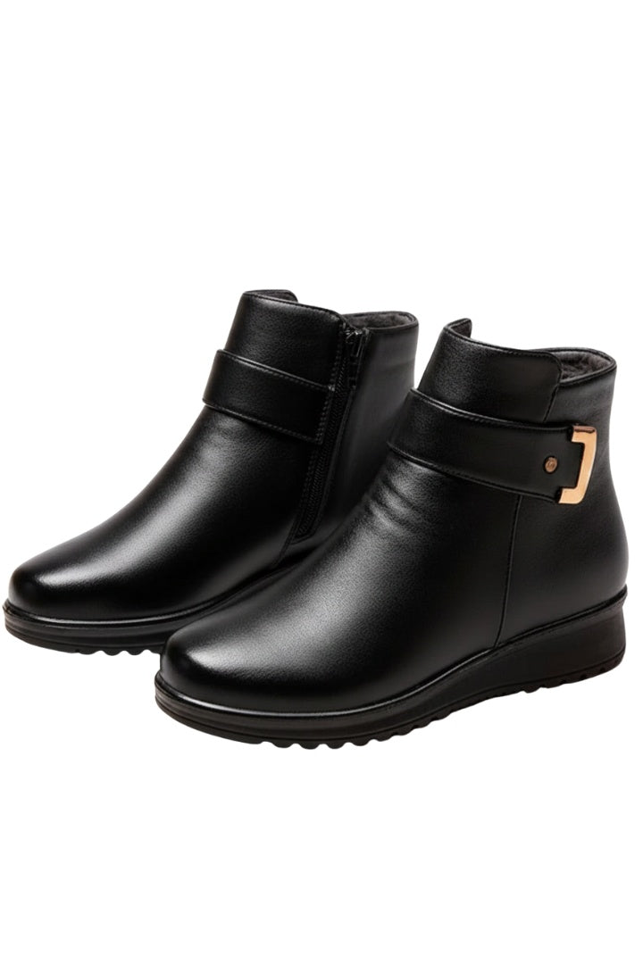 Willa | Women's Faux Fur Lined Ankle Boots with Side Zipper