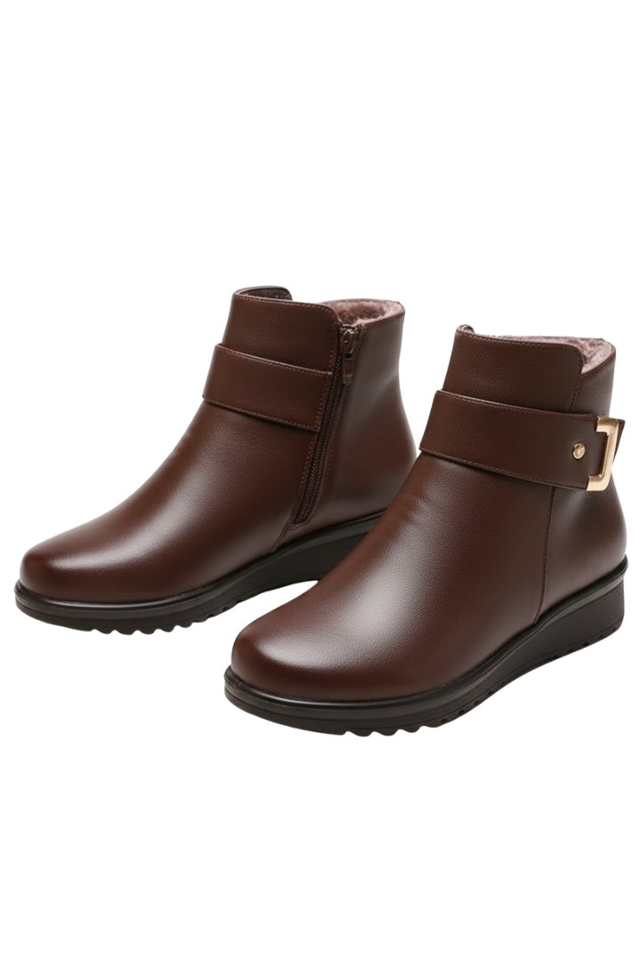 Willa | Women's Faux Fur Lined Ankle Boots with Side Zipper