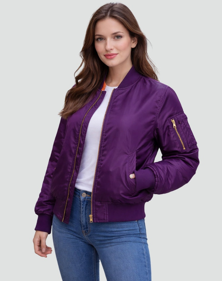 Willa | Women's Zip Up Bomber Jacket with Sleeve Pocket