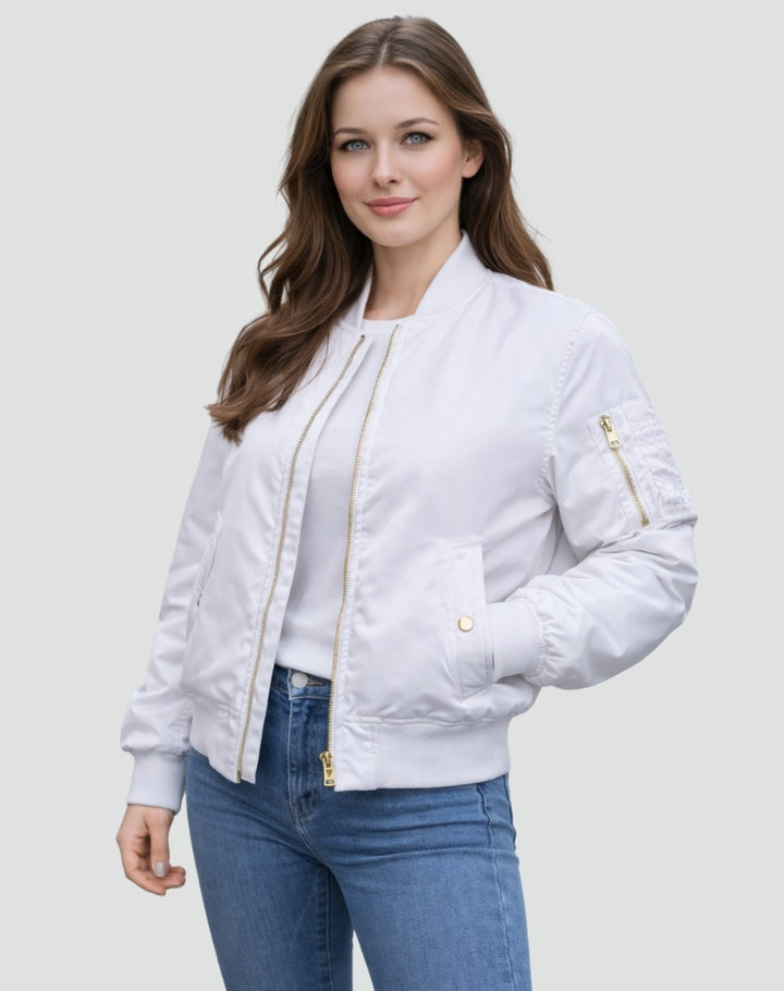 Willa | Women's Zip Up Bomber Jacket with Sleeve Pocket