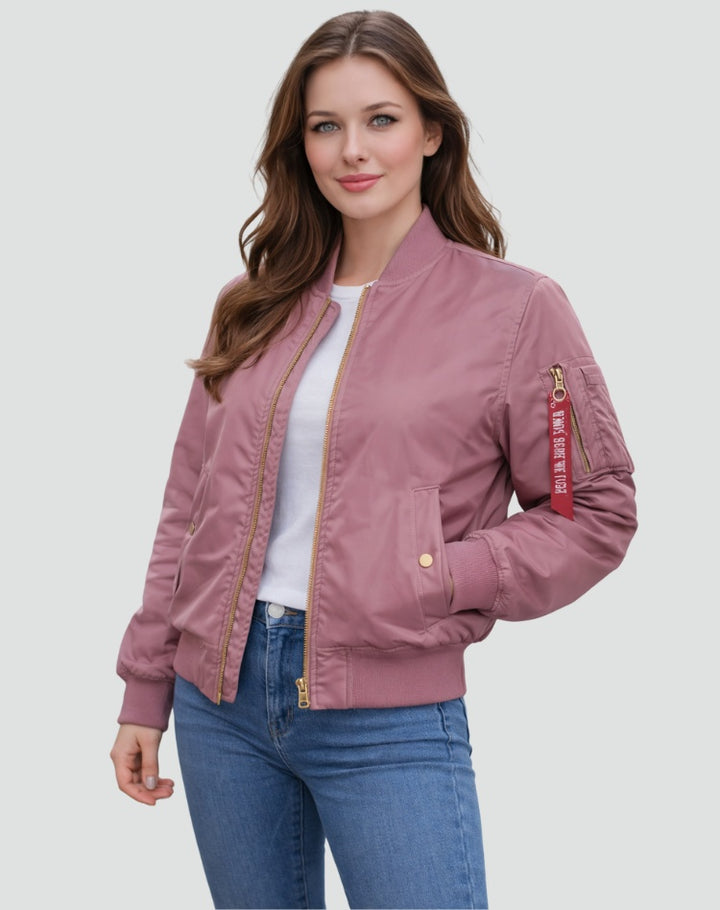 Willa | Women's Zip Up Bomber Jacket with Sleeve Pocket