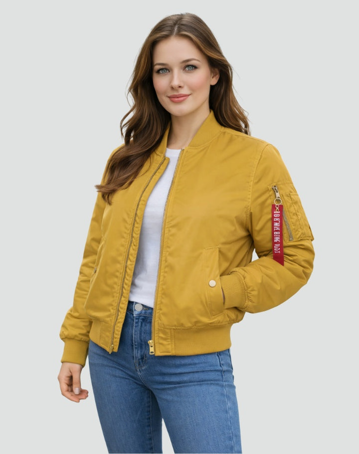 Willa | Women's Zip Up Bomber Jacket with Sleeve Pocket