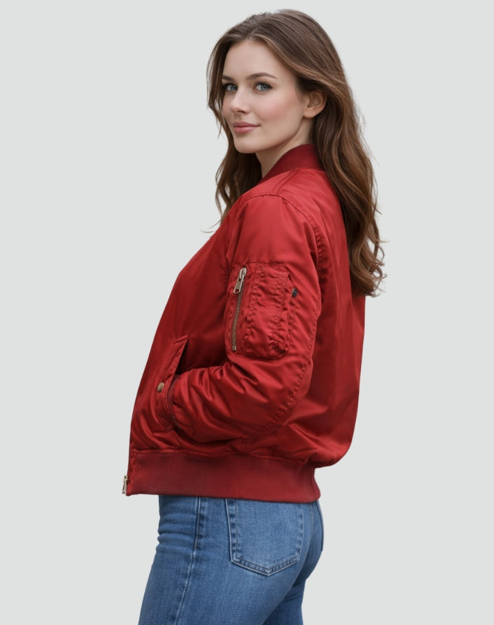 Willa | Women's Zip Up Bomber Jacket with Sleeve Pocket