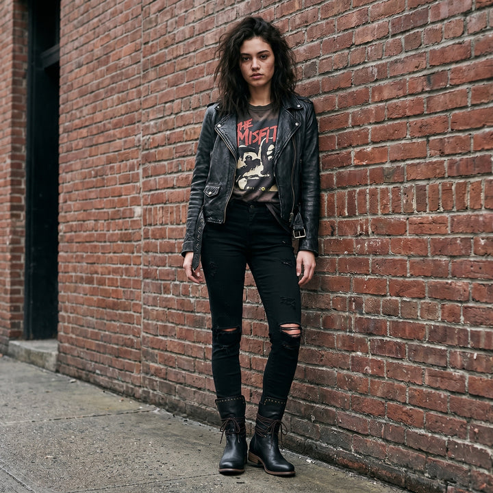 Willemijn | Laarzen Leren Dames Kniehoog Vetersluiting Studs