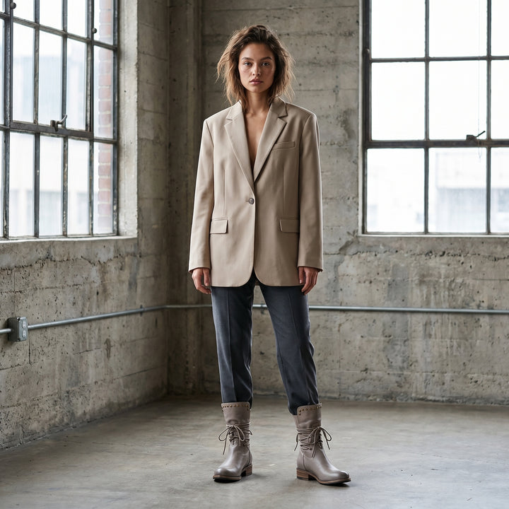 Willemijn | Laarzen Leren Dames Kniehoog Vetersluiting Studs