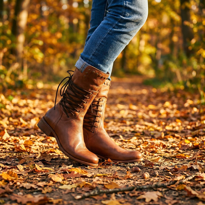 Willemijn | Laarzen Leren Dames Kniehoog Vetersluiting Studs