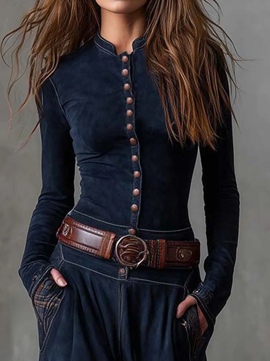 Willemijn | Maxi Jurk met Lange Mouwen Dames Herfst Ruit Suède