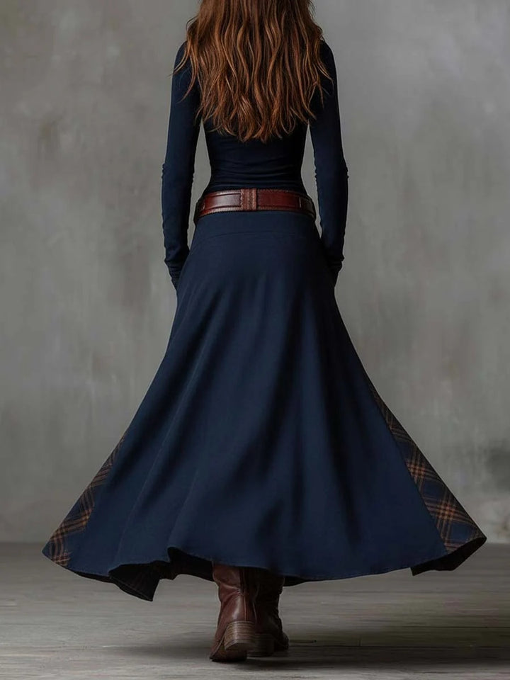 Willemijn | Maxi Jurk met Lange Mouwen Dames Herfst Ruit Suède