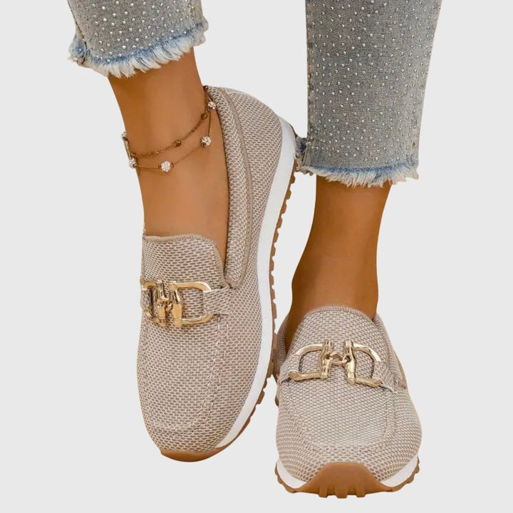Willemijn | Penny Loafers Dames Mesh Metalen Gesp Plateauzool