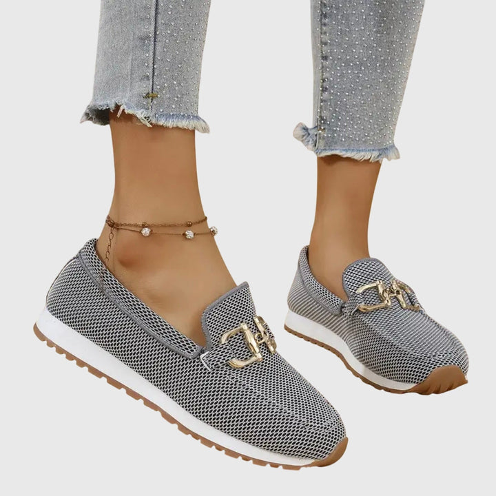 Willemijn | Penny Loafers Dames Mesh Metalen Gesp Plateauzool