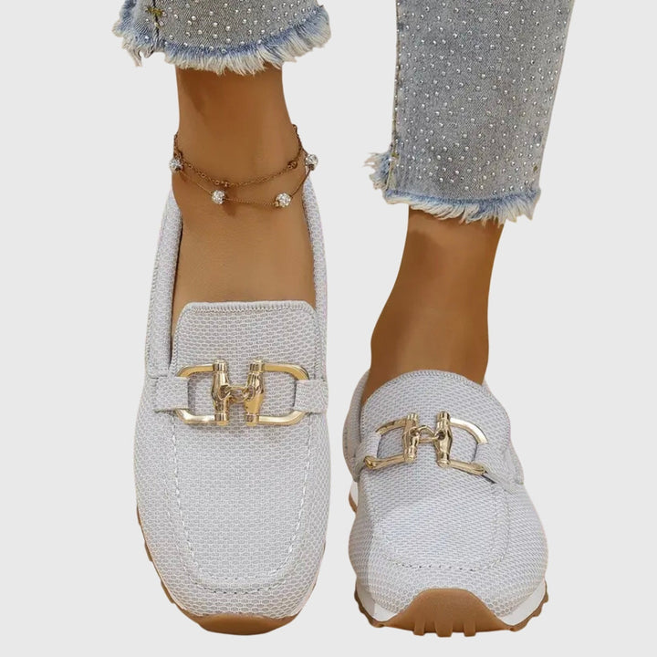 Willemijn | Penny Loafers Dames Mesh Metalen Gesp Plateauzool