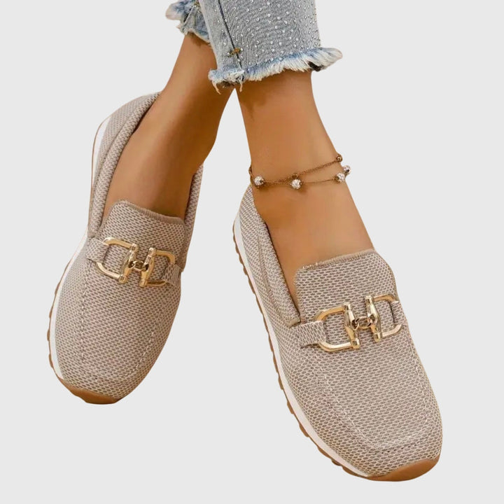 Willemijn | Penny Loafers Dames Mesh Metalen Gesp Plateauzool
