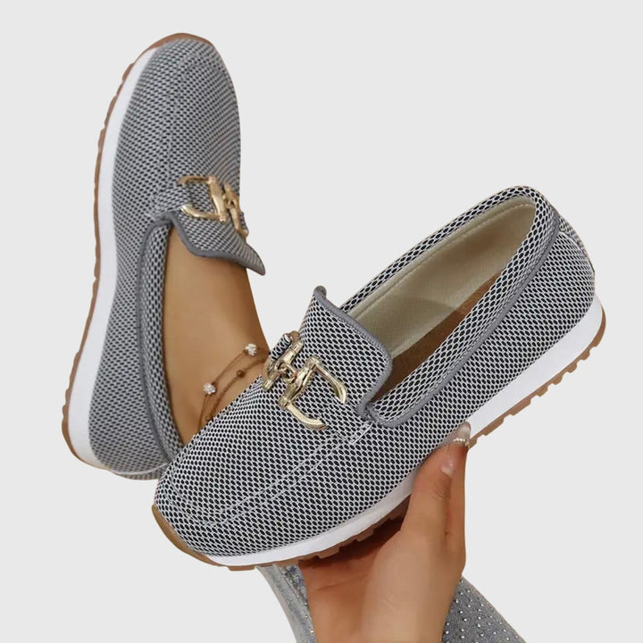 Willemijn | Penny Loafers Dames Mesh Metalen Gesp Plateauzool