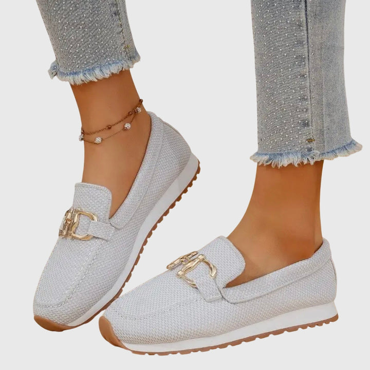 Willemijn | Penny Loafers Dames Mesh Metalen Gesp Plateauzool