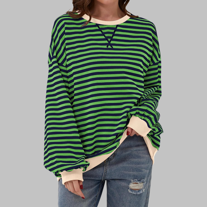 Winifred | Women's Striped Oversized Crewneck Sweatshirt