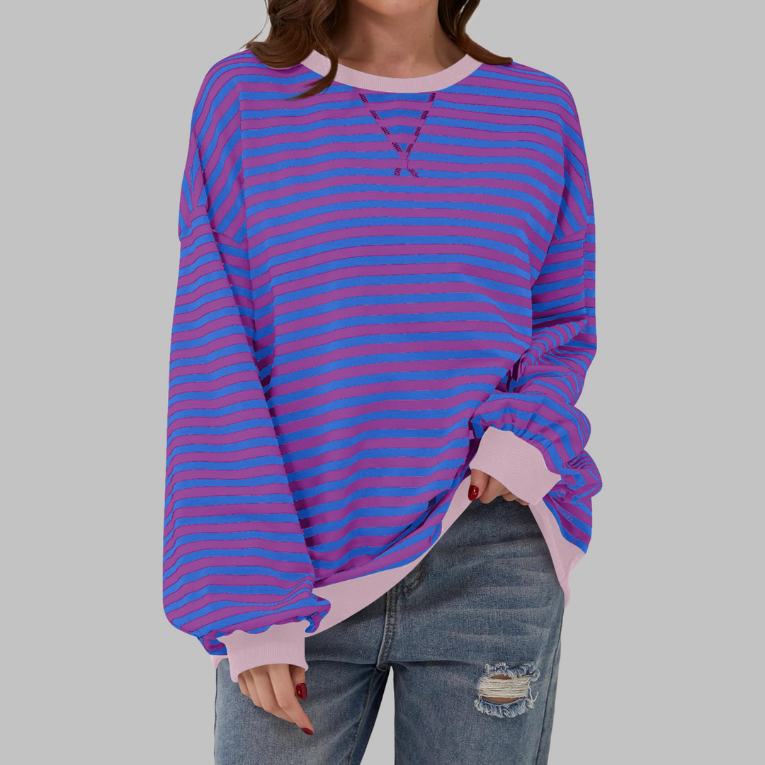 Winifred | Women's Striped Oversized Crewneck Sweatshirt