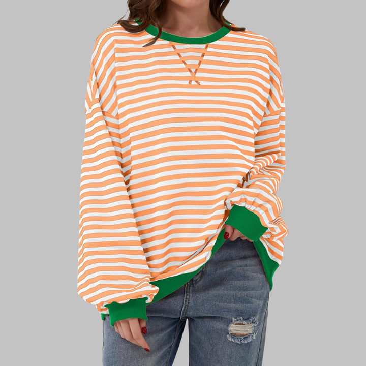 Winifred | Women's Striped Oversized Crewneck Sweatshirt