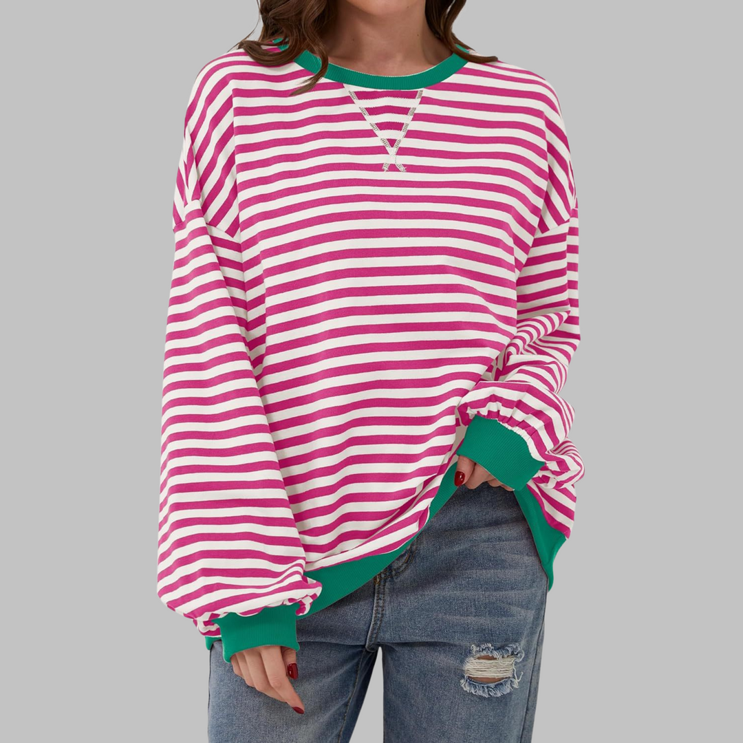 Winifred | Women's Striped Oversized Crewneck Sweatshirt