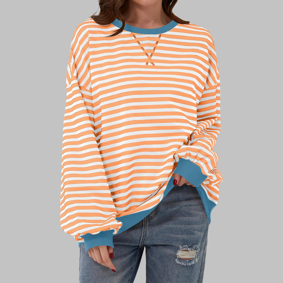 Winifred | Women's Striped Oversized Crewneck Sweatshirt