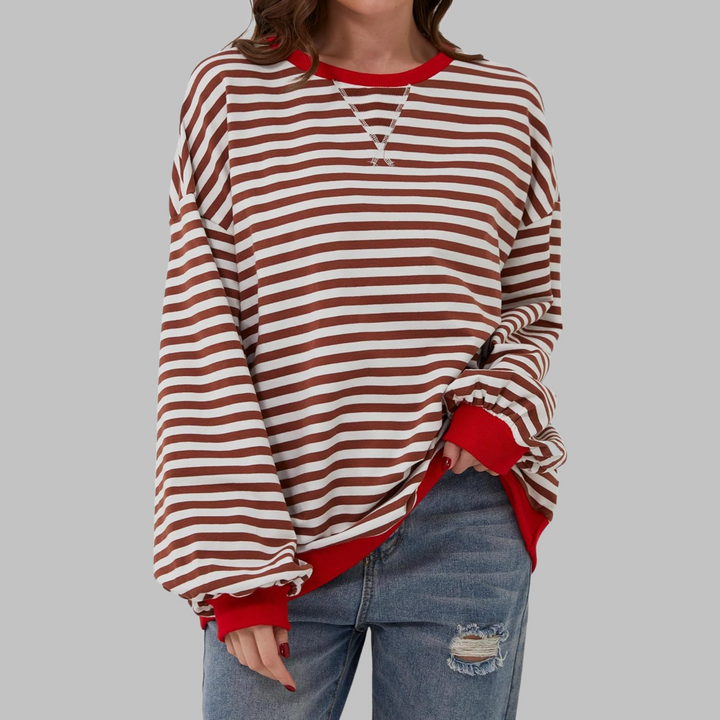Winifred | Women's Striped Oversized Crewneck Sweatshirt