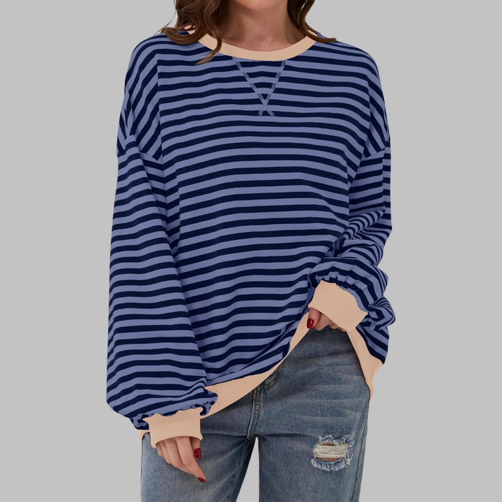 Winifred | Women's Striped Oversized Crewneck Sweatshirt