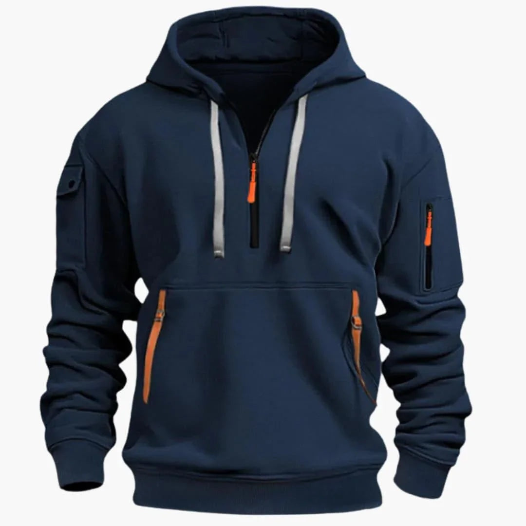 Wouter | Hoodie Heren met Half Zip en Ritszakken