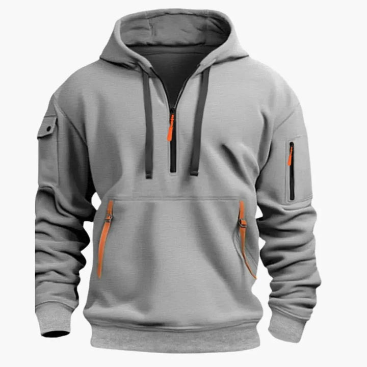 Wouter | Hoodie Heren met Half Zip en Ritszakken