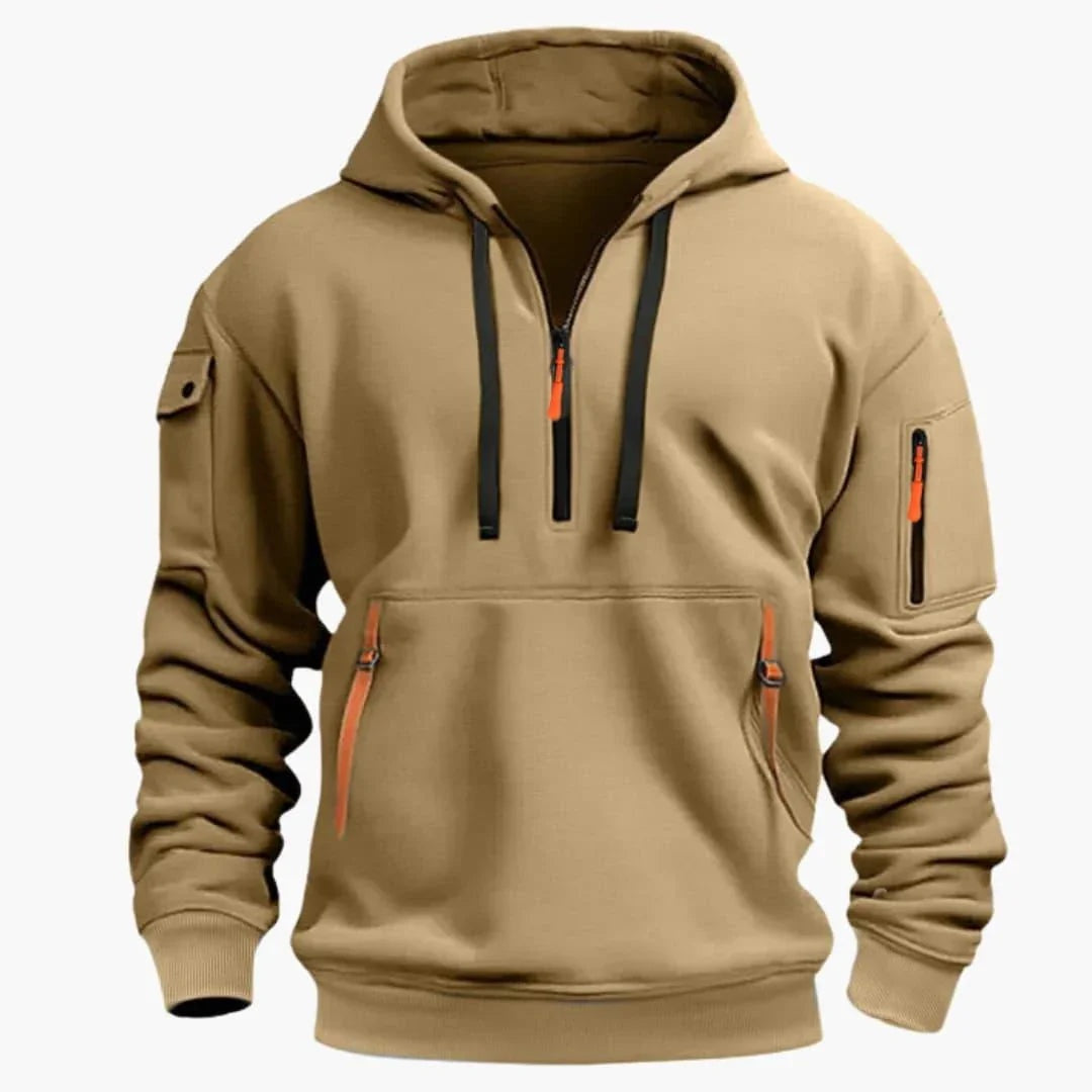 Wouter | Hoodie Heren met Half Zip en Ritszakken