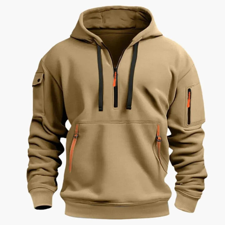 Wouter | Hoodie Heren met Half Zip en Ritszakken