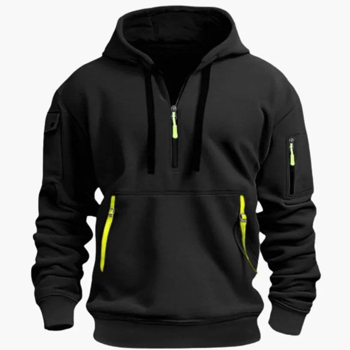Wouter | Hoodie Heren met Half Zip en Ritszakken