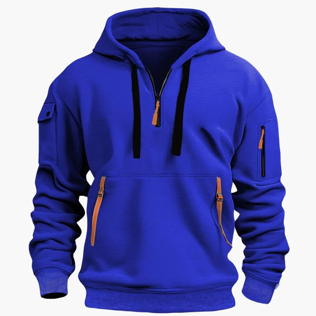 Wouter | Hoodie Heren met Half Zip en Ritszakken
