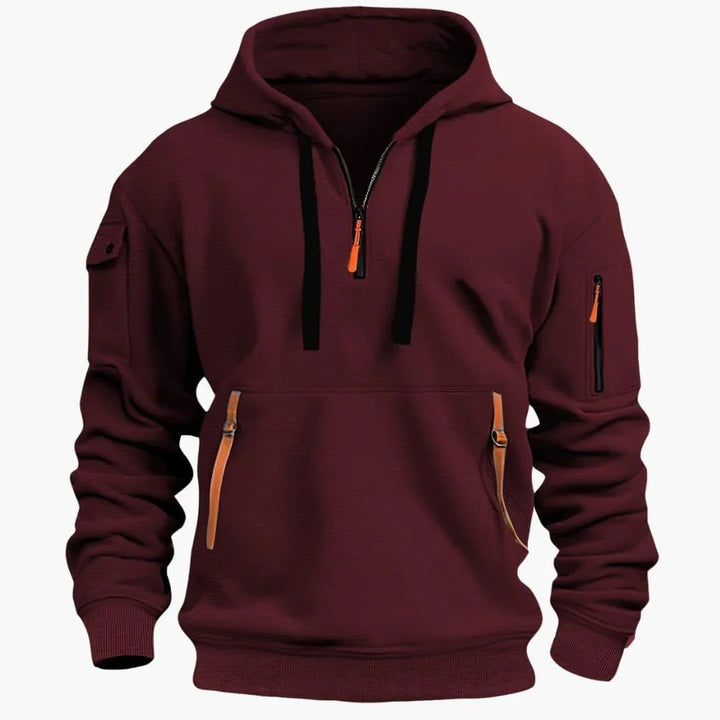 Wouter | Hoodie Heren met Half Zip en Ritszakken