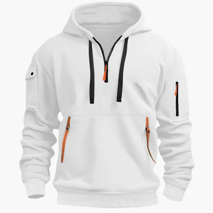 Wouter | Hoodie Heren met Half Zip en Ritszakken